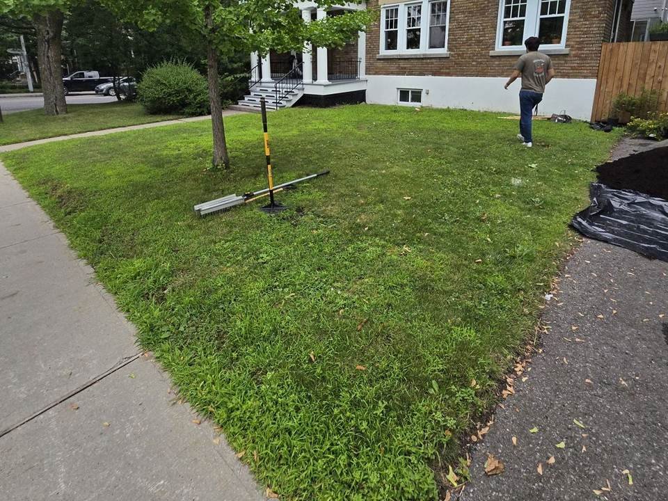 New garden bed & stone path — before